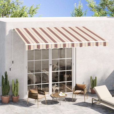 Auvent rétractable de 13 pi x 8 pi Outsunny, auvents de patio, abri pare-soleil avec manivelle, tissu résistant aux rayons UV et à l'eau et cadre en aluminium pour terrasse, balcon, cour