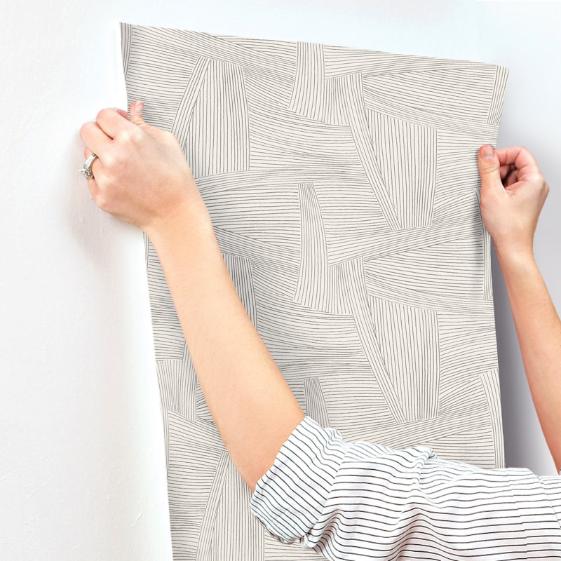Reid Black Woven Geometric Wallpaper, Gray