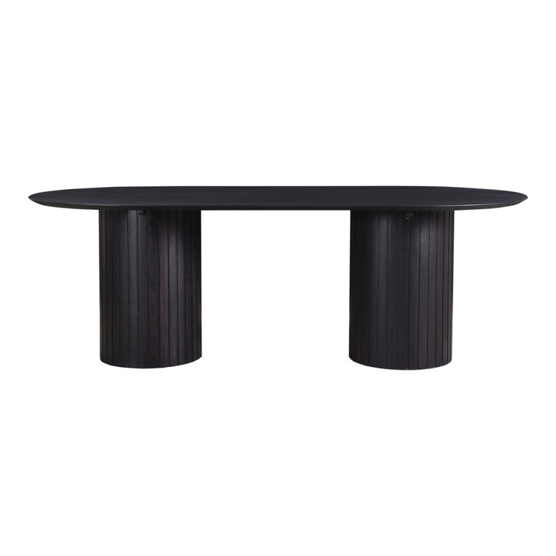 Oval Solid Wood Dining Table, Black