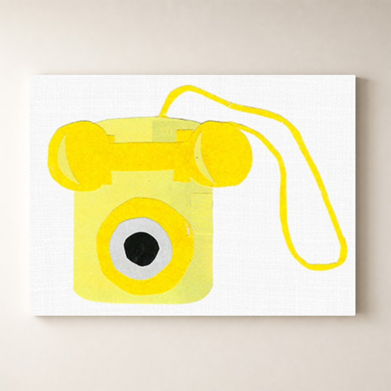 «Retro Téléphone Bright Yellow» par Jen Bucheli - Impression sur toile