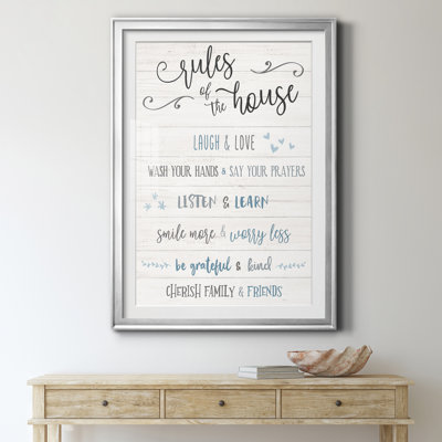 Rules of the House - Reproduction d'art textuel sur papier encadré