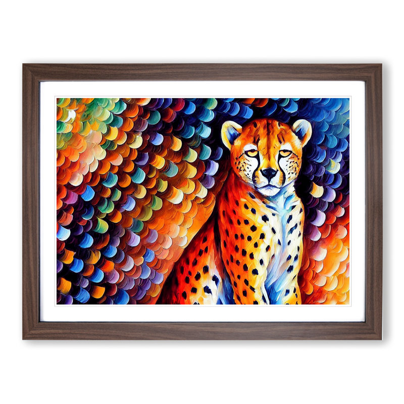 Cheetah Vol.1 Abstract - Single Picture Frame Painting, 46cm H x 64cm W x 2cm D, Walnut