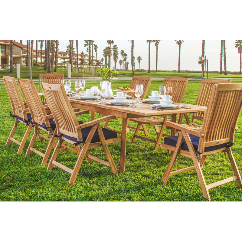 Ensemble repas 11 pièces teck luxueux Harlow, H 30,5 po x L 82 po x l 42,5 po, 8