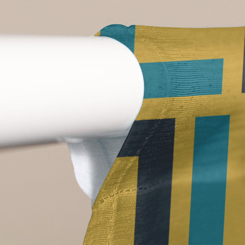 Rideau simple occultant et isolant avec passe-tringle Jacksonville, Bleu sarcelle / blanc / or