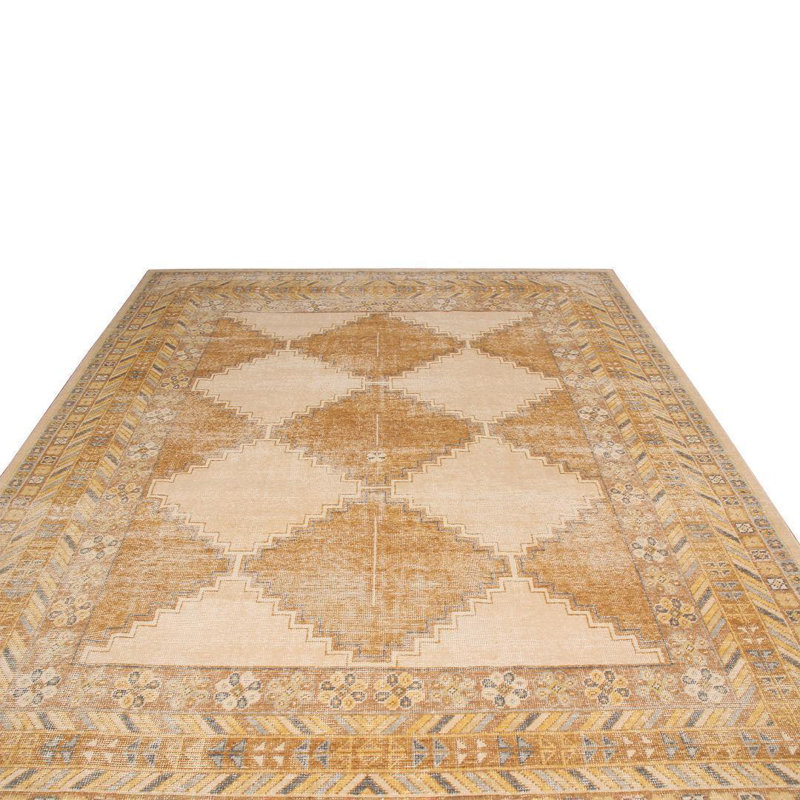 Distressed Homage Hand Knotted Wool Geometric Area Rug, Rectangle 12' x 16'