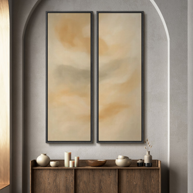 «Vintage Landscape Wall Art», ensemble de 2 toiles encadrées 20 x 60 pouces, Noir