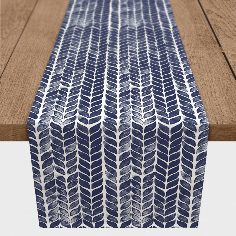Chemin de table rectangulaire en polyester Cenya, 72 po x 16 po, Bleu marine
