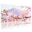 «Cherry Blossom with Mountain Landscape», reproduction d'art sur toile tendue sur toile (ensemble de 3)-426340744
