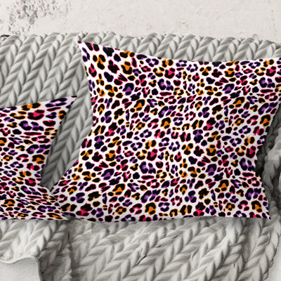 Coussin décoratif imprimé fourrure léopard Safari VII - Mid-Century