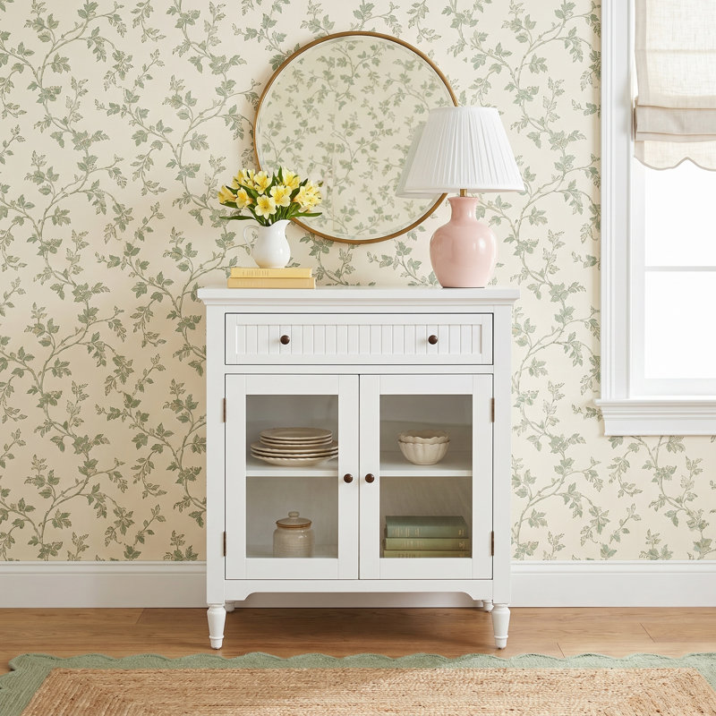 Pearce 32" Glass Door Accent Cabinet, White