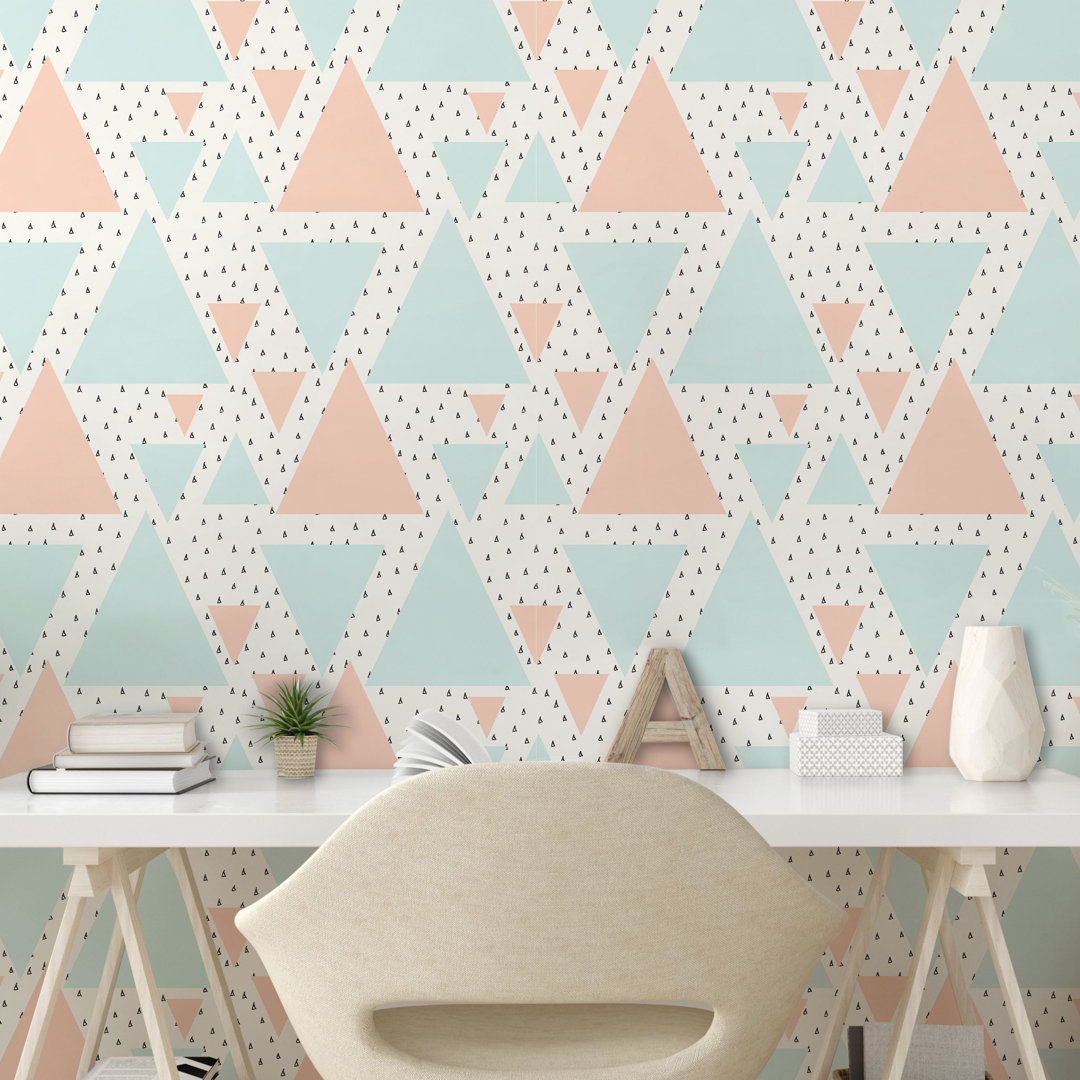 Abzieh- und Klebetapete, Pastel Art Deco Forms, neutrale Farbe, Peach Blassblau und Kokosnuss