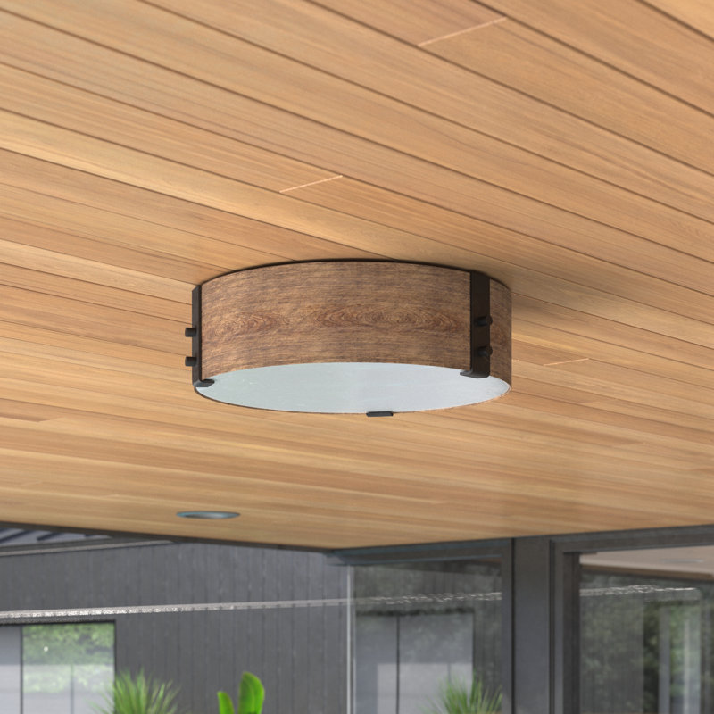 Plafonnier encastré d'extérieur 3 lumières Sawyer, H 4,75 po x l 15 po x P 15 po, Séquoia
