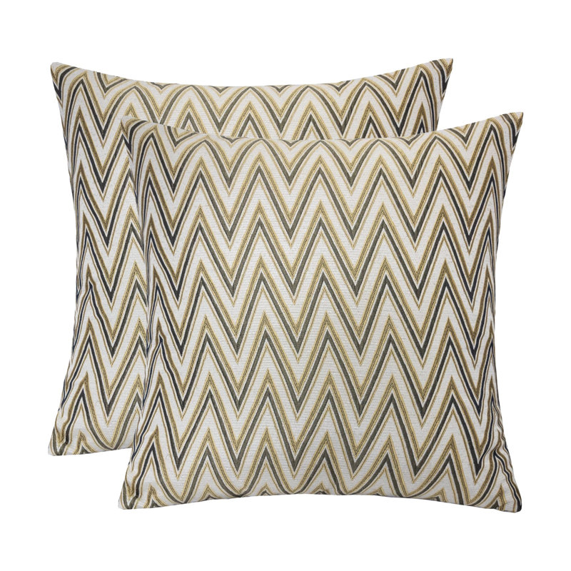  Wave Indoor/Outdoor Throw Pillow, Yellow
