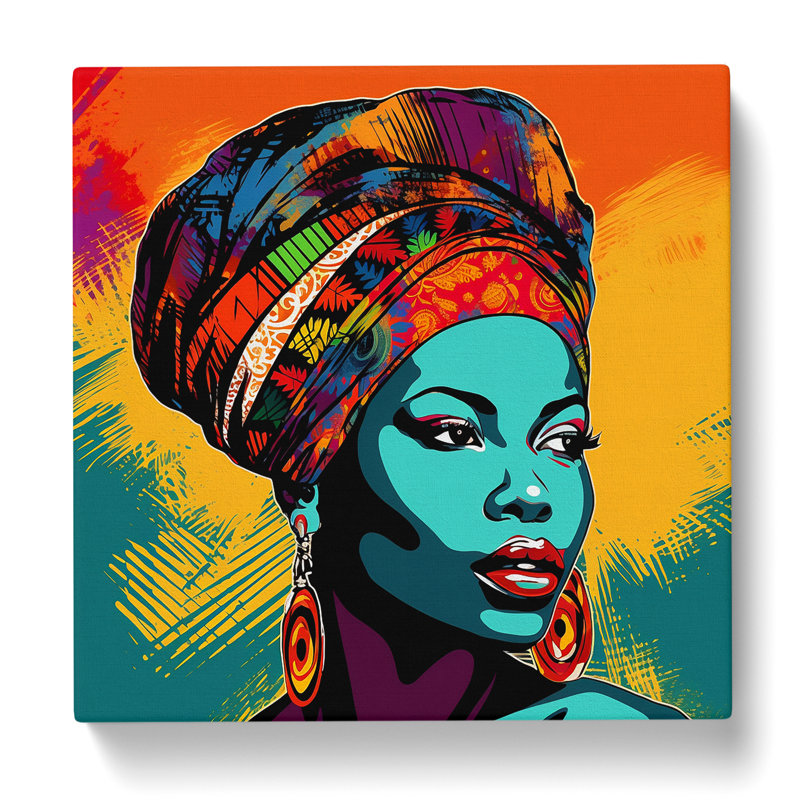 African Woman Pop Art No.3 - Print, 50cm H x 50cm W x 3cm D