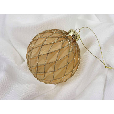 Ornement boule de verre beige Crisscross F07M7-26 (LH76-23004)