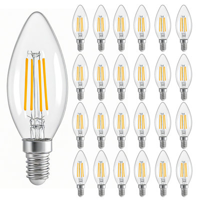 Energy Efficient Led Filament Bulb, E12 Base, Clear Glass, Dimmable, 4w Equivalent To 40w Incandescent, High Cri For True Color
