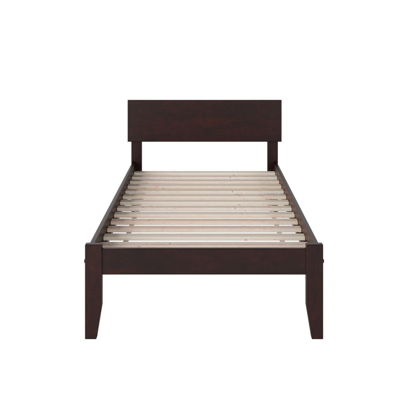 Lit plateforme en bois massif avec ensemble de lattes Lhantillony , Espresso, Lit simple