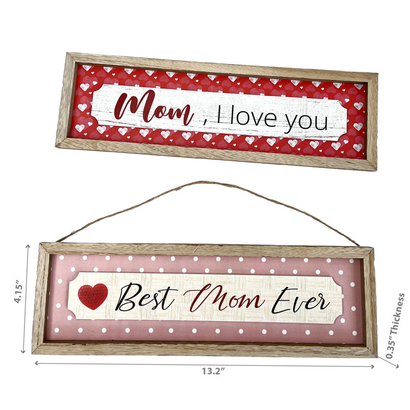 Rustic Wooden Framed Mom Wall Decor Set