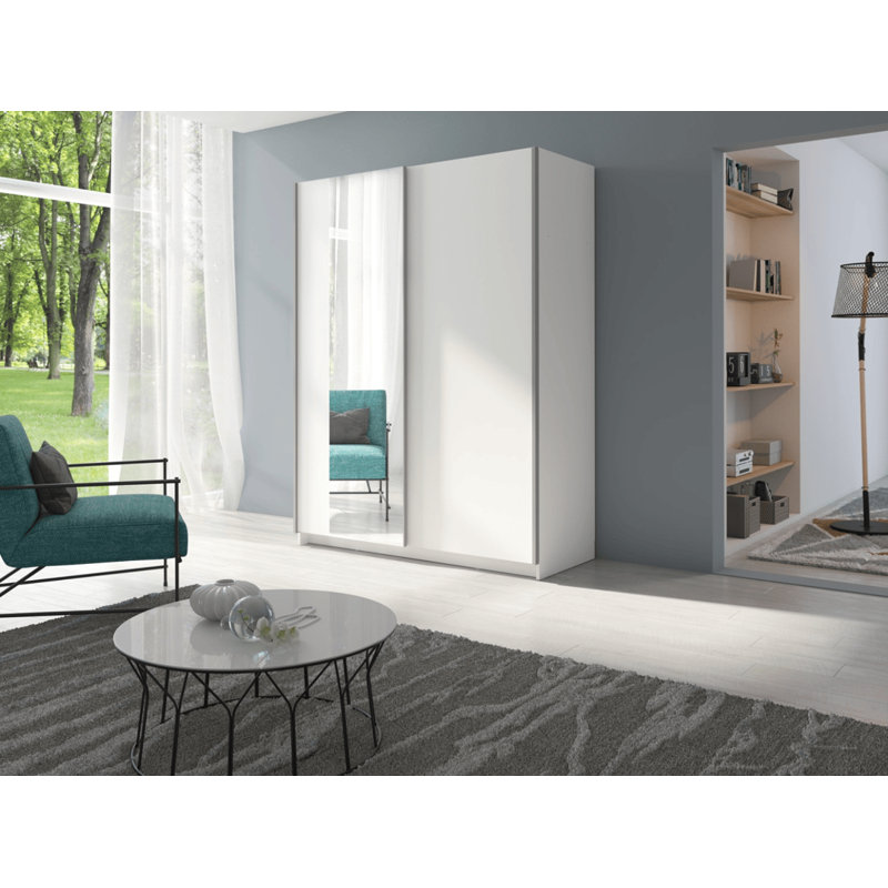 Gozo 2 Door Manufactured Wood Wardrobe, White,  198cm H x 150cm W x 60cm D