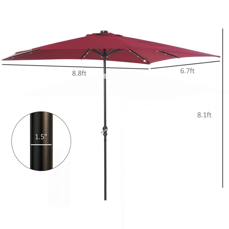 Parasol solaire Sun, parasol de patio éclairé, Rouge