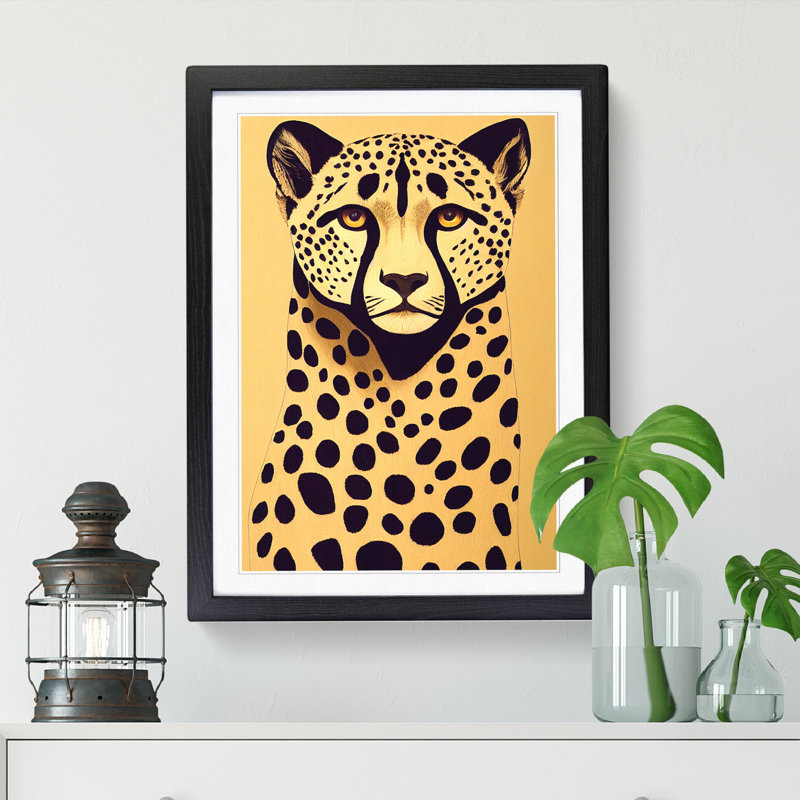 Isabeth Cheetah Scandinavian - Picture Frame Print, Black Framed, 64cm H x 46cm W