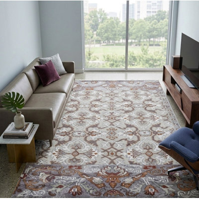 Tapis oriental oriental en viscose noué à la main multicolore