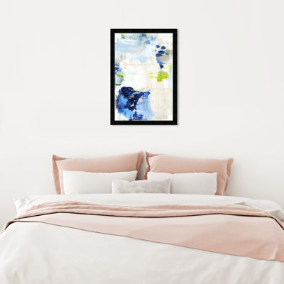 Blue And White Abstract Paint Strokes by Oliver Gal - Print
