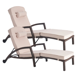 Outdoor Wicker Chaise Lounge Set , Cushion Included