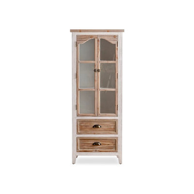 White + Burlywood Solid Wood Display Cases