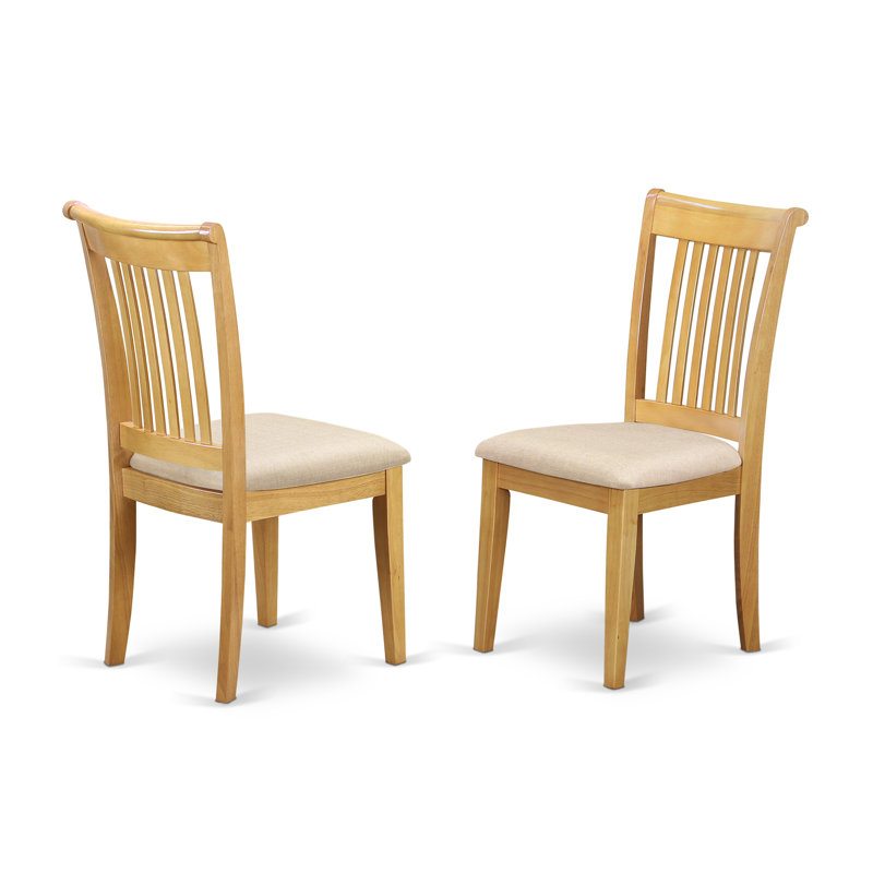 3 Piece Dining Set Consists of 1 Modern Dining Table and 2 Oak Linen Fabric Dining Room Chair with Slatted Back - Oak Finish