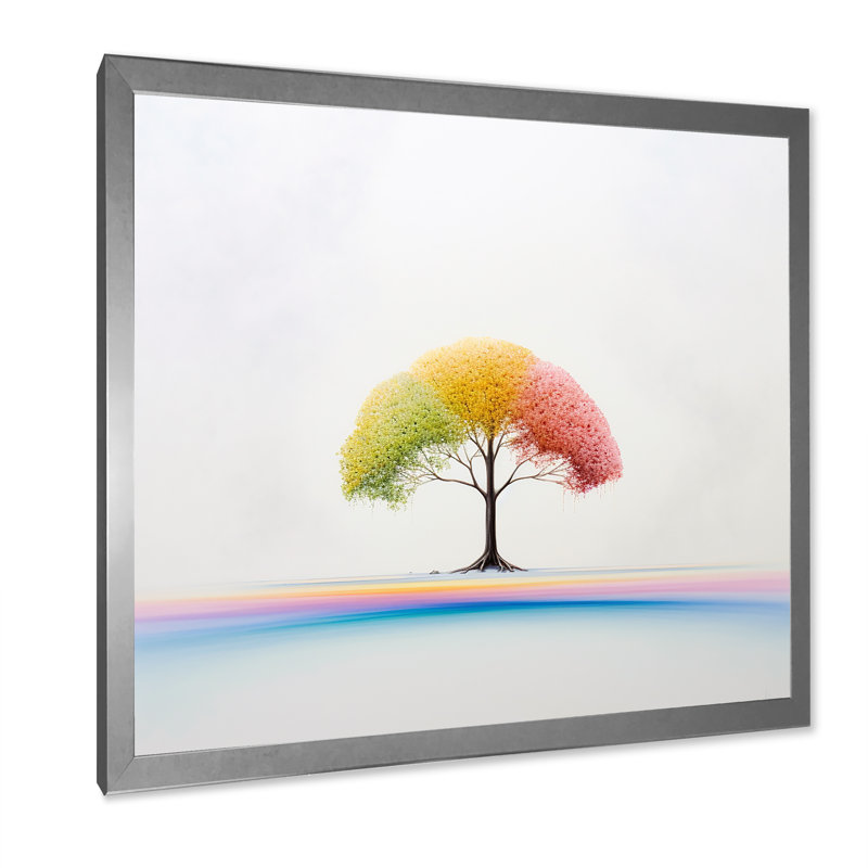 Minimalisme, arc-en-ciel, impression sur toile, Cadre simple argenté, H 16 po x l 16 po x P 1 po