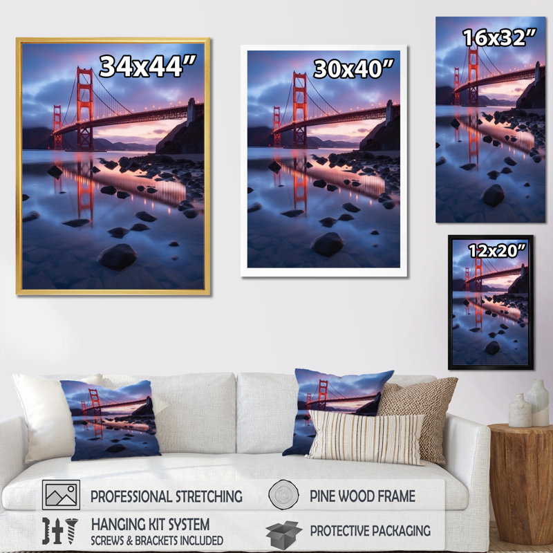 San Francisco Golden Gate Dream II sur impression sur toile, H 32 po x l 24 po x P 1 po, Cadre naturel flottant