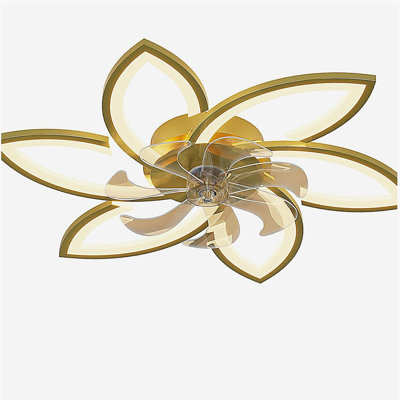 Ventilateur de plafond moderne avec télécommande, 3 couleurs de lumière, 6 vitesses, ventilateur de plafond doré convenant à la cuisine et à la chambre à coucher