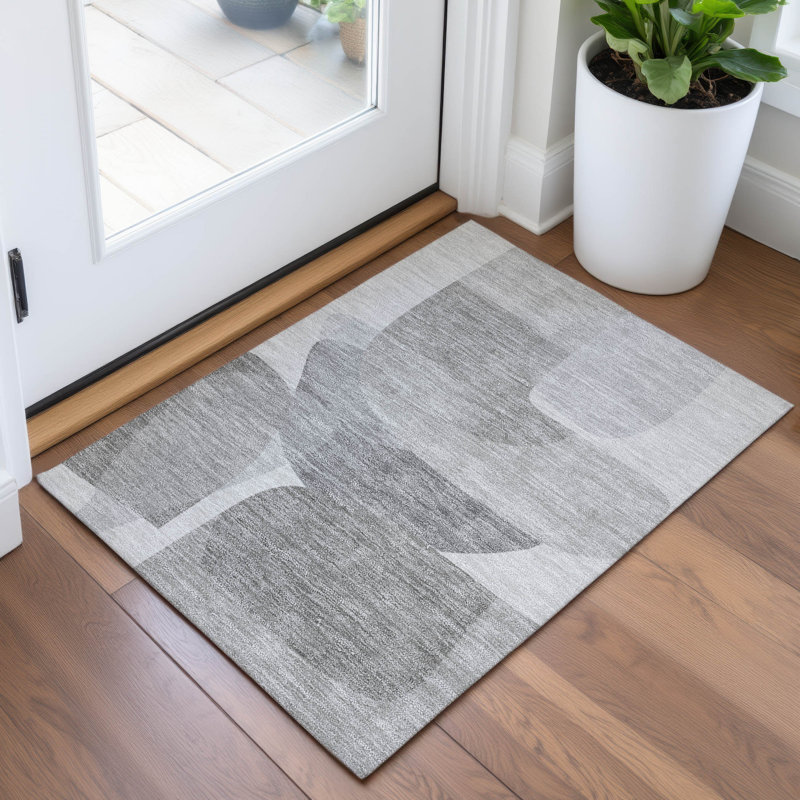 Machine Washable Indoor/Outdoor Xhevrie Linen Rug, Rectangle 1'8" x 2'6"