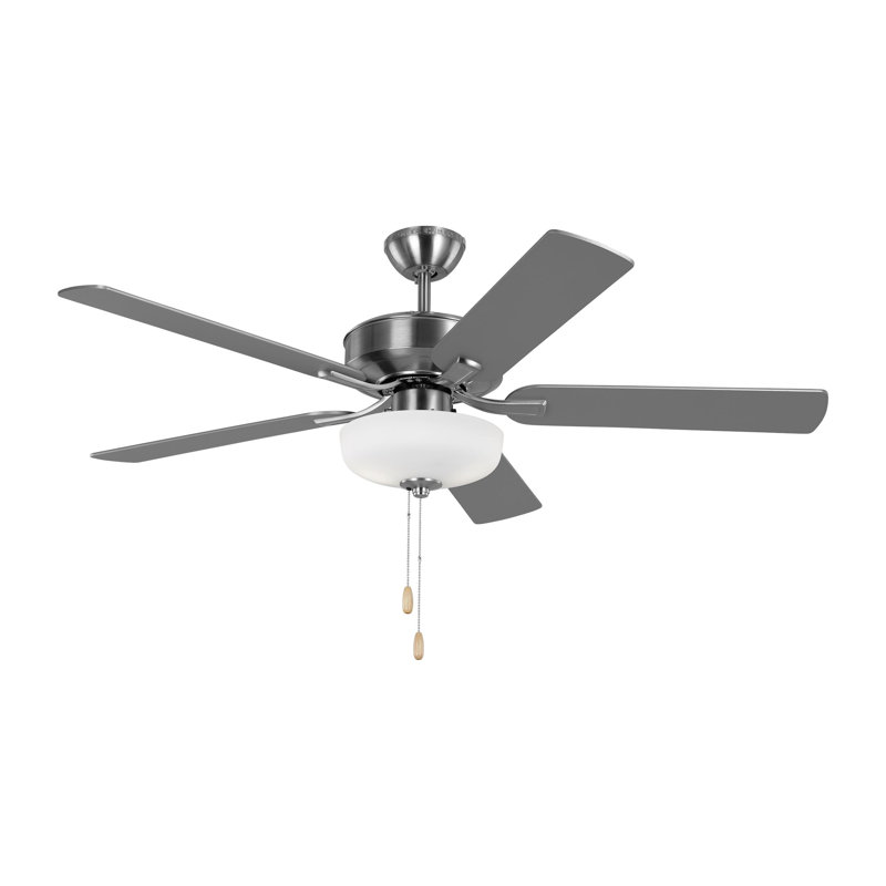 Linden 52" Brushed Steel Ceiling Fan with Matte White Glass Light Kit
