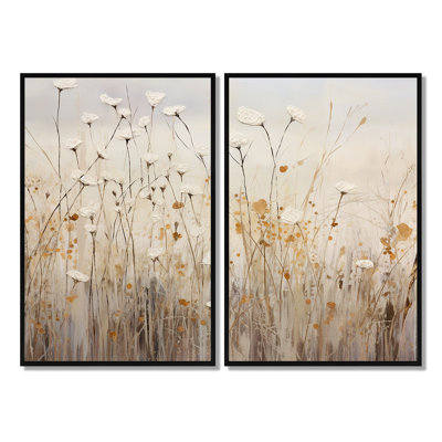 Décoration florale beige et fleurs sauvages - Décoration murale beige
