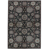 Hand-Knotted High-Quality Black and Black Area Rug