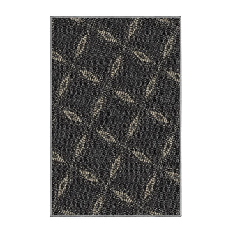 Tapis décoratif noir ikat, Rectangle 5 pi x 8 pi