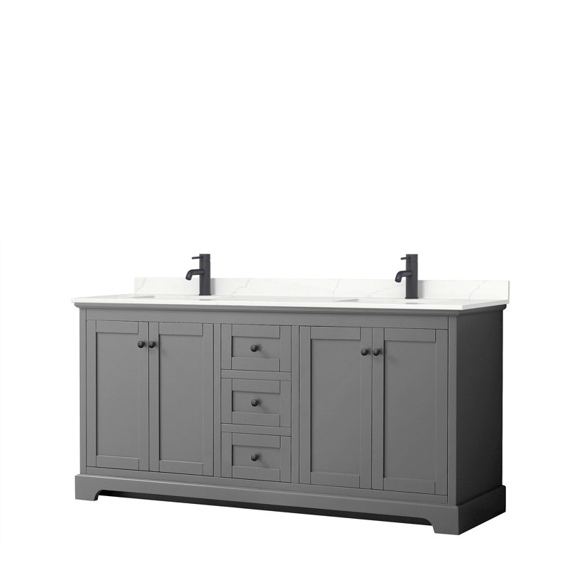 Meuble-lavabo de 60 po avec miroir Avery, Gris foncé, Noir mat