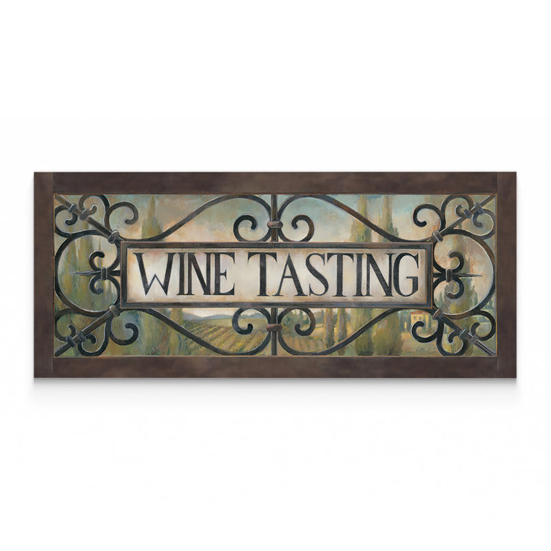 «Wine Tustation» par Elaine Vollherbst Lane, reproduction sur toile tendue, H 12 po x l 30 po x P 1,5 po