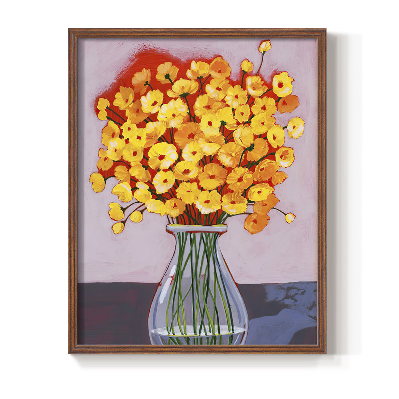 «Daisy Bouquet II», reproduction encadrée - bois massif, Brun, H 20 po x l 16 po