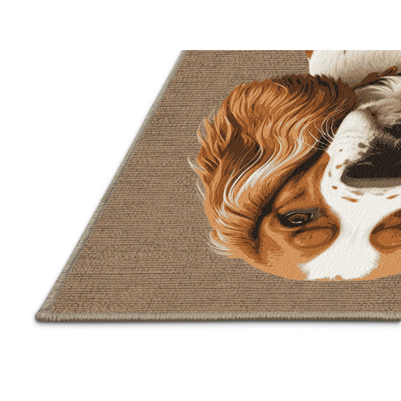 Washable Brittany Dogs Area Rug, Square 4'