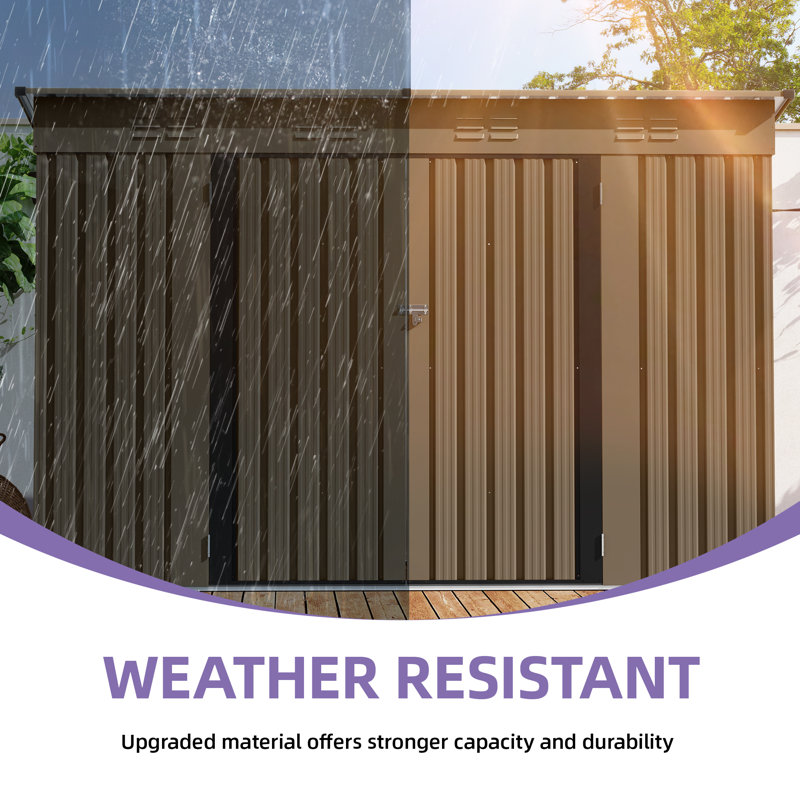 8.5 ft. W x 3.6 ft. D Metal Lean-To Storage Shed,Brown, Brown