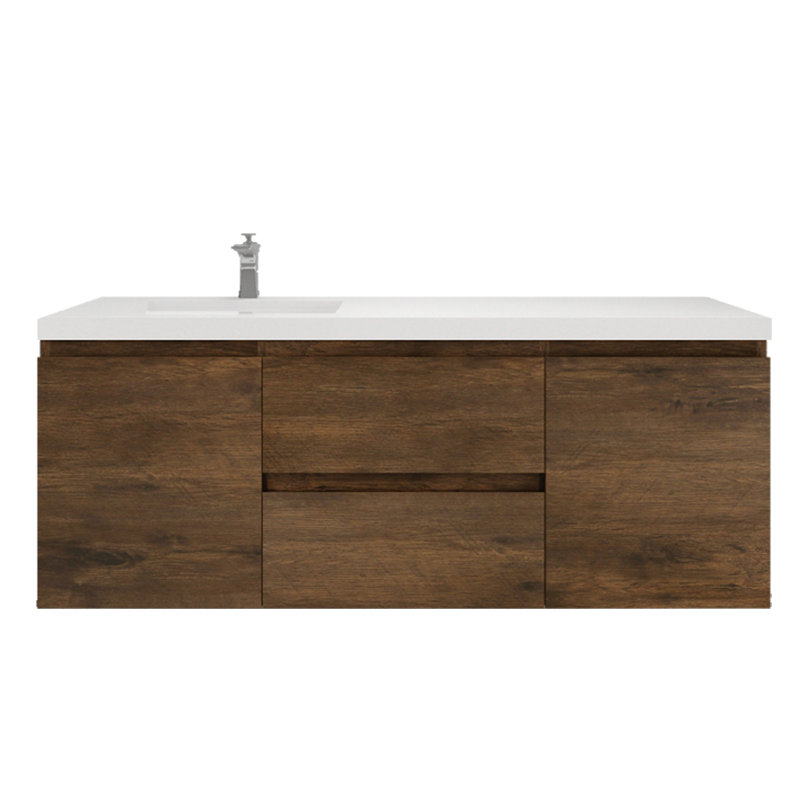 Ensemble de meuble-lavabo simple 60 po, Bois de rose
