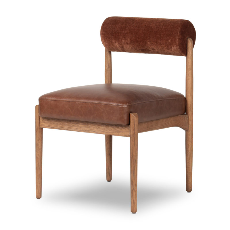 Jazelle Dining Chair-Taupe Shearling, Havana Brown Polyester