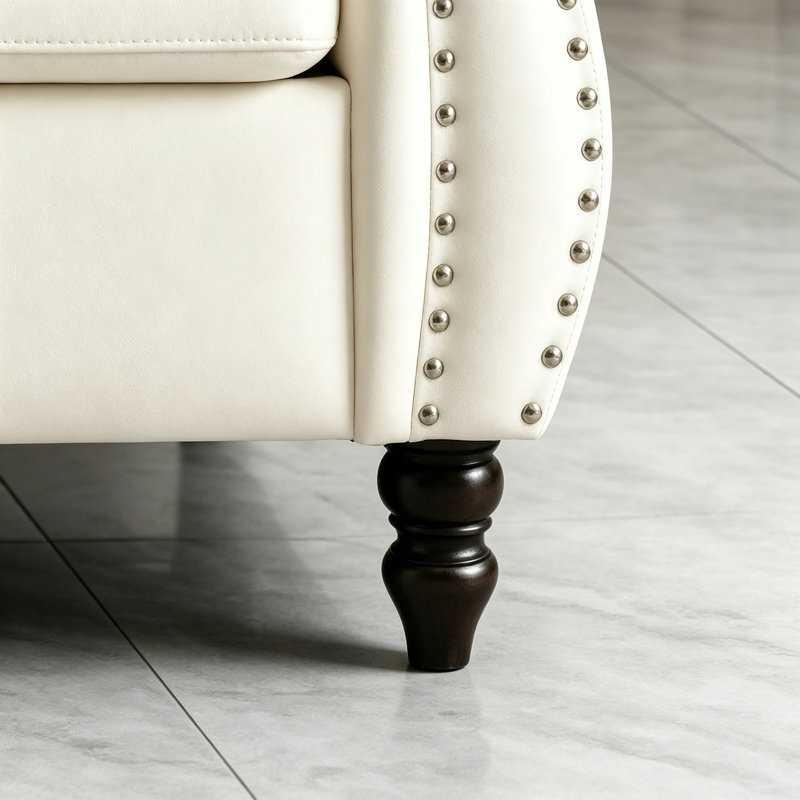 Canapé moderne en velours Chesterfield, H 30,05 po x l 80,05 po x P 29,05 po, Beige