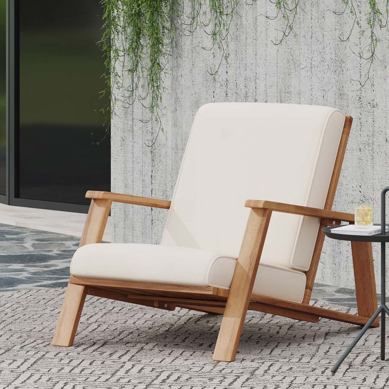 Fauteuil d'extérieur en bois d'acacia, Beige