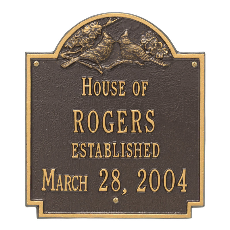 Cardinal 4-Line Wall Address Plaque, Bronze and Gold