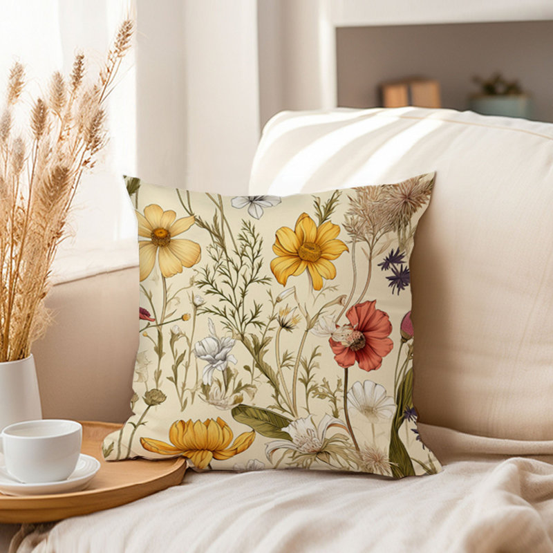 Animals William Morris Birds Damask Pattern I Cottage, 16" H x 16" W, Botanical Wildflower Symphony XII