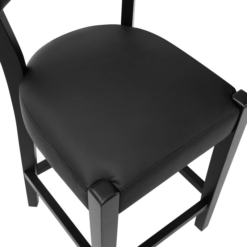 Tabouret de bar 26 po Mid-Century, Similicuir noir / cadre noir, 2